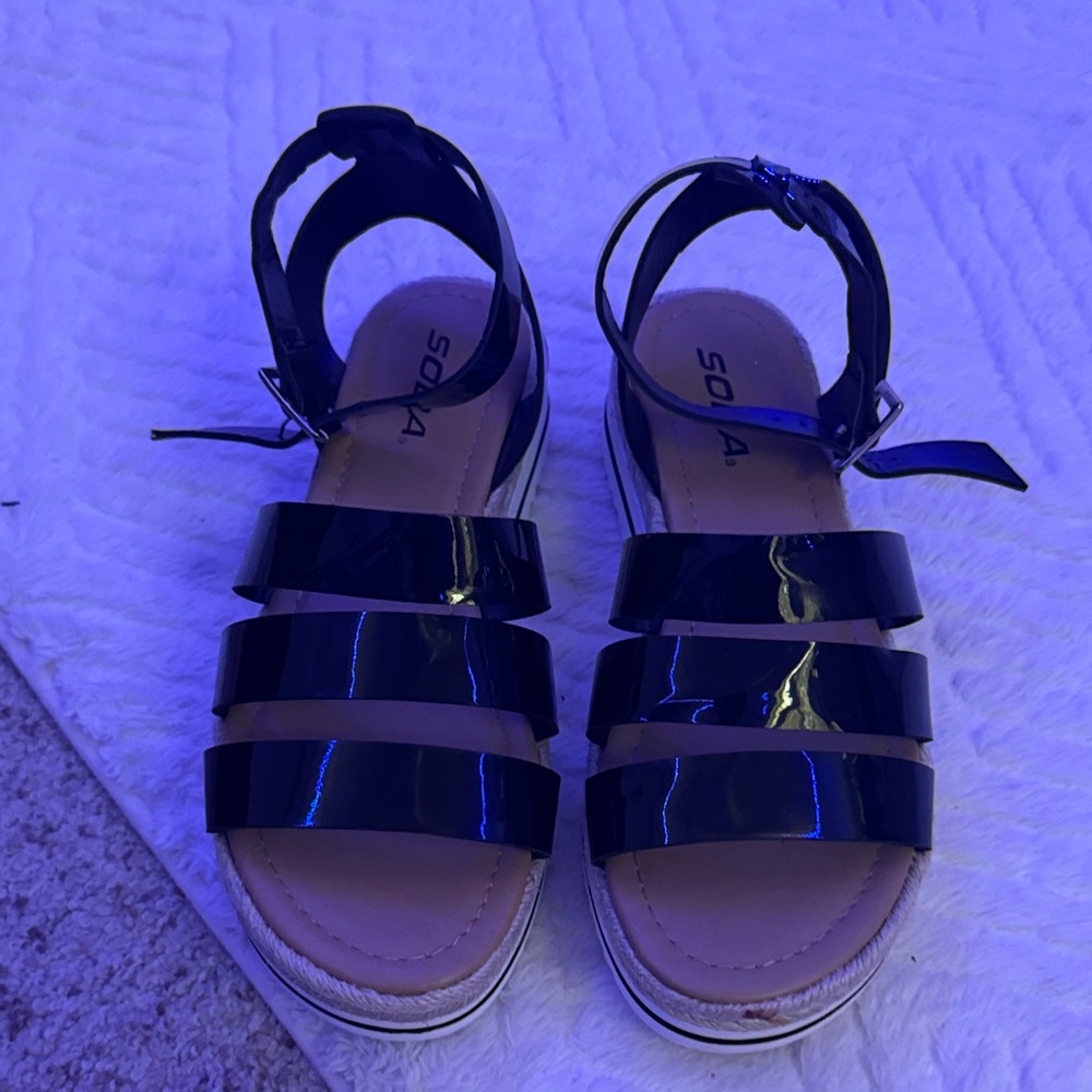Soda Black Patent Sandals